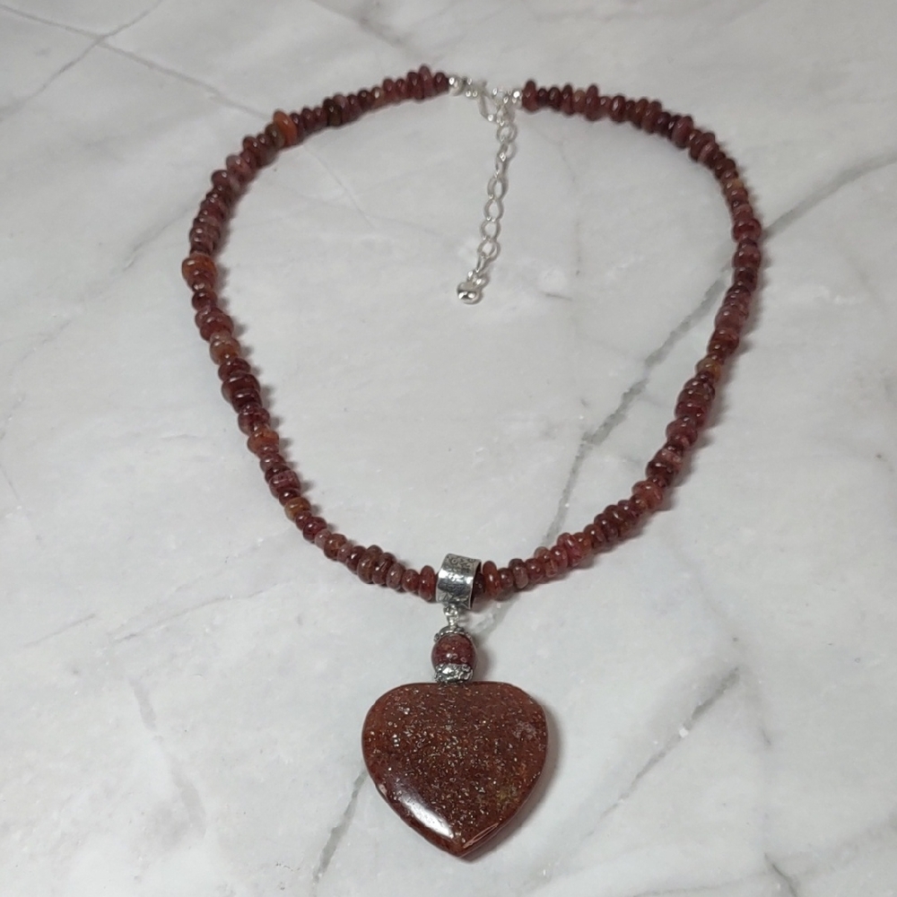 Jay King Strawberry Quartz Gemstone Heart Necklace